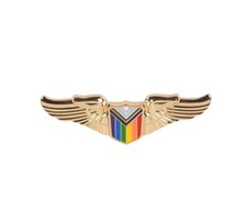 Rainbow winged shield pin - rainbow,