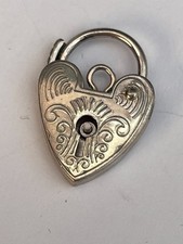 vintage style heart lock for bracelet   sterling silver  925
