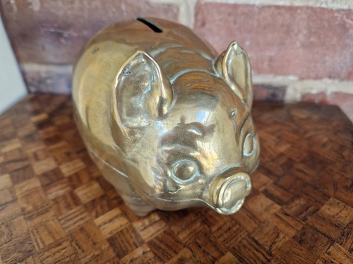 Vintage pig brass piggy - pig,