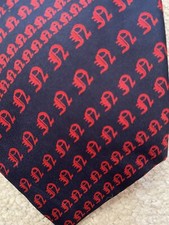 Vintage High Quality Designer 100% silk tie Immaculate Blue Red Stirrups