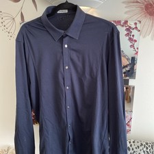 DIRK BIKKEMBERGS Mens Graphic Shirt XL  Navy Blue Cotton