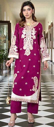 Embroidered 2pc linen kaftan - 2pc,