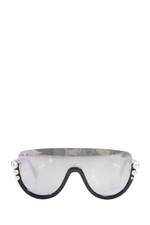 Fendi Womens FF 0296/S 140mm 13mm 127mm Embellished Mirror Lens Sunglasses Gray
