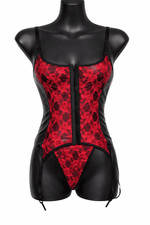 Ladies Red Lace & Black PVC