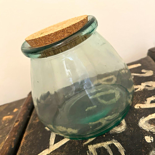 Clear round glass storage jar - clear,