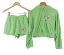 Santa Cruz Hoodie Shorts Towelling Velour Lounge Set Pyjamas Green size S XS