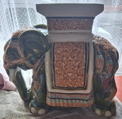 Porcelain elephant pot stand - porcelain,