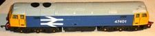 Hornby OO Gauge Class 47 47401 Diesel Locomotive British Rail Blue, Reliveried.