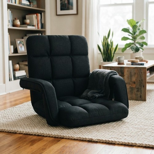 Black floor sofa bed - floor, with