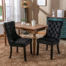 2 Black Velvet Dining Chairs