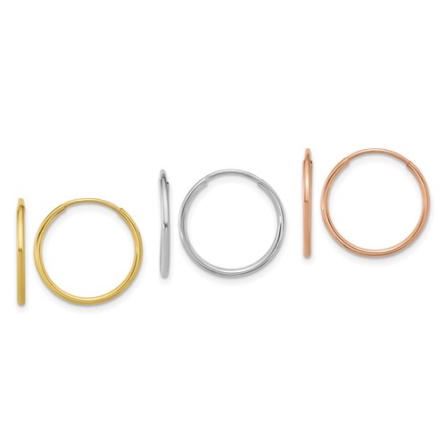 14k tri color polished - 14k, 3-pair