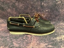 Timberland Classic 2 Eye Olive Green Leather Boat Shoes Loafers UK 8.5 W