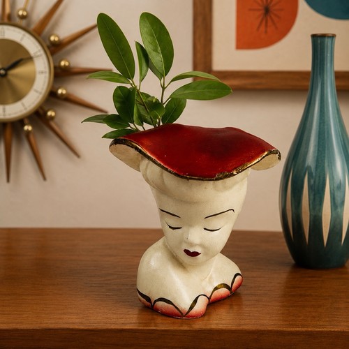 Vintage chalkware lady head - vintage,