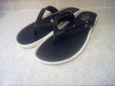 Ladies  Flip Flops Size 8 Ella Black Sparkly Beach Shoes  Toe Posts Summer...