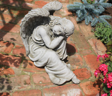 LARGE STONE ANGEL,Stone Angel Ornament,angel with wings,garden ornaments,sculptu