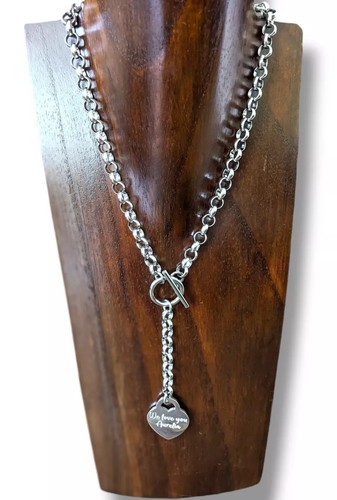 Silver heart lariat toggle - heart,