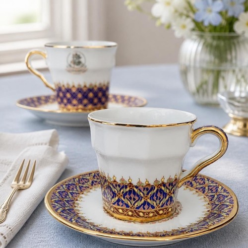 Thai benjarong cobalt blue - blue, 24k