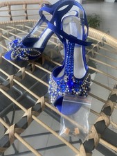 Blue Suede Strappy Sandals