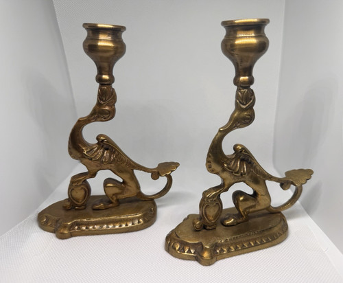 Vintage brass griffin - brass, dragon