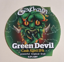OAKHAM brewery beer pump clip front GREEN DEVIL real ale badge