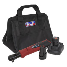 Sealey CP1209KIT SV12 Cordless Ratchet Wrench Kit 12V 2 Batteries Charger Bag B