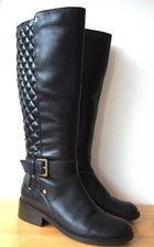 Carvela black quilted leather riding style knee high boots size UK 3