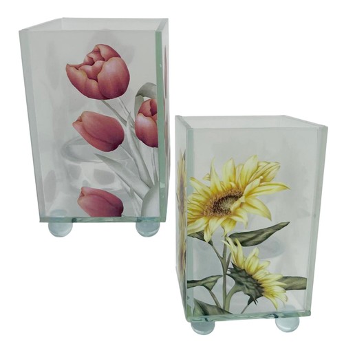 Set glass votive candle - of,