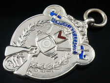 Sterling Silver Enamel Pocket Watch Fob Medal Newport Rifle Shooting League 1925
