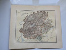 County map of Perth and Clackmannan Scotland c1900 vintage antique