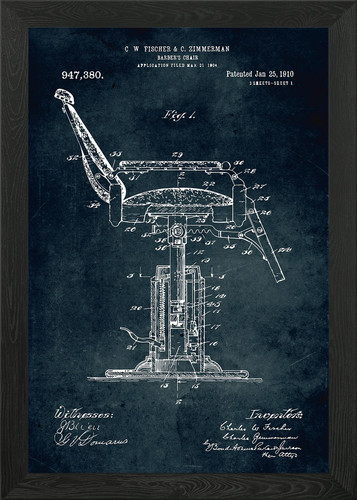 No495 barbers chair framed - barbers,