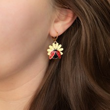 Ladybird Charm Dangle Earrings