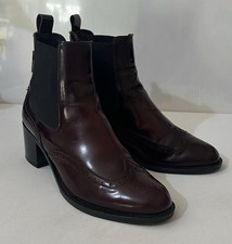 Russell & Bromley Oxblood Leather CAVENDISH Brogue Heeled Chelsea Boots UK7 £295