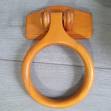 Vintage Bathroom Wall Mounted Towel Ring Rack Wooden Pine Retro 1990s