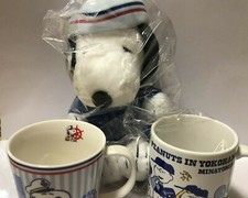 Two Snoopy mugs and a stuffed animal set Yokohama limited edition