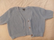 Boohoo Women's Size L Blue Knitted Cardigan