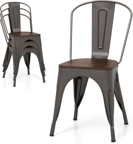 Metal dining chairs set - metal,