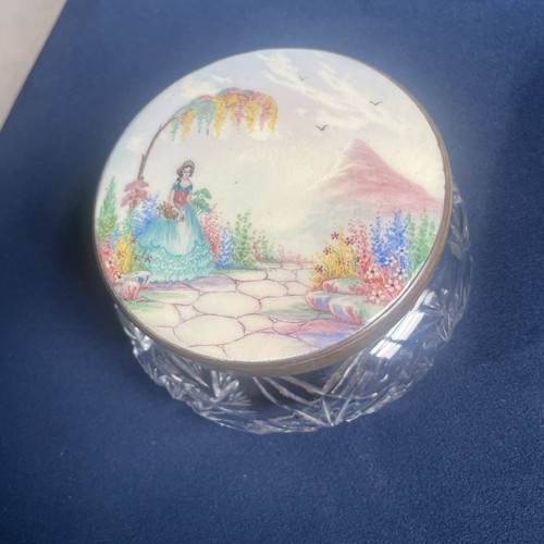 Vintage enamelled powder bowl - vintage,