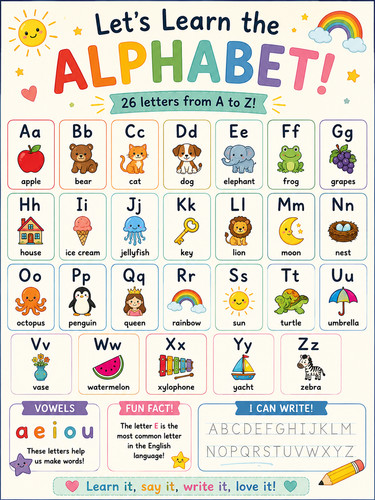 Laminated alphabet poster - laminated, |