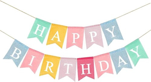 Burlap fabric happy birthday - fabric,
