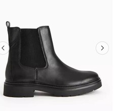 Tu Womens Black Leather Ankle Chelsea Chunky Sole Boots UK 7  NEW