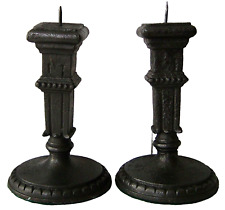 PAIR PRICKET CANDLESTICKS ANTIQUE CAST IRON