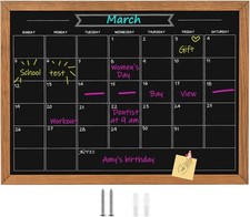 Calendar Chalkboard Magnetic Surface Wood Frame Planning, School Timetable Memo