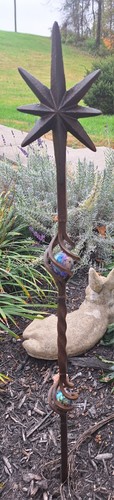 Rusty metal garden stakes - rusty,