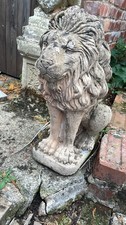 2 Garden Ornaments. Lions Weathered Effect. Stone. Excellent Condition