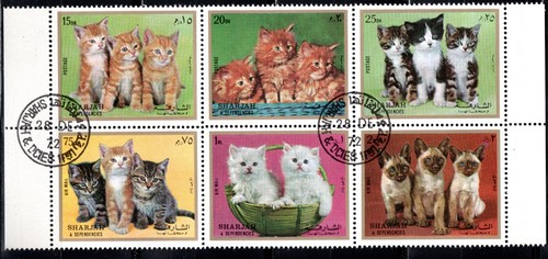 Stamps sharjah cats set 6 - sharjah-cats,,