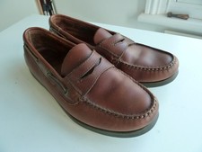 CLARKS BROWN LEATHER SLIP-ON BOAT SHOES SIZE 8 UK NICE