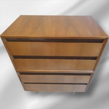 Mid Century Burr Walnut Chest of 4 Drawers by Meredew