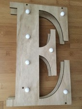 Next Replacement LED Warm White Wooden Lit Letter "E" - Lit Letter Wall Plaque