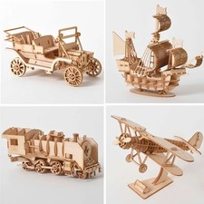 Wooden puzzle airship model - 3d,