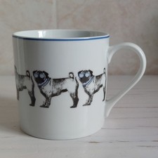 Linea Debenhams Pug In Glasses Mug Cup Porcelain H 9cm Animal Dog Puppy